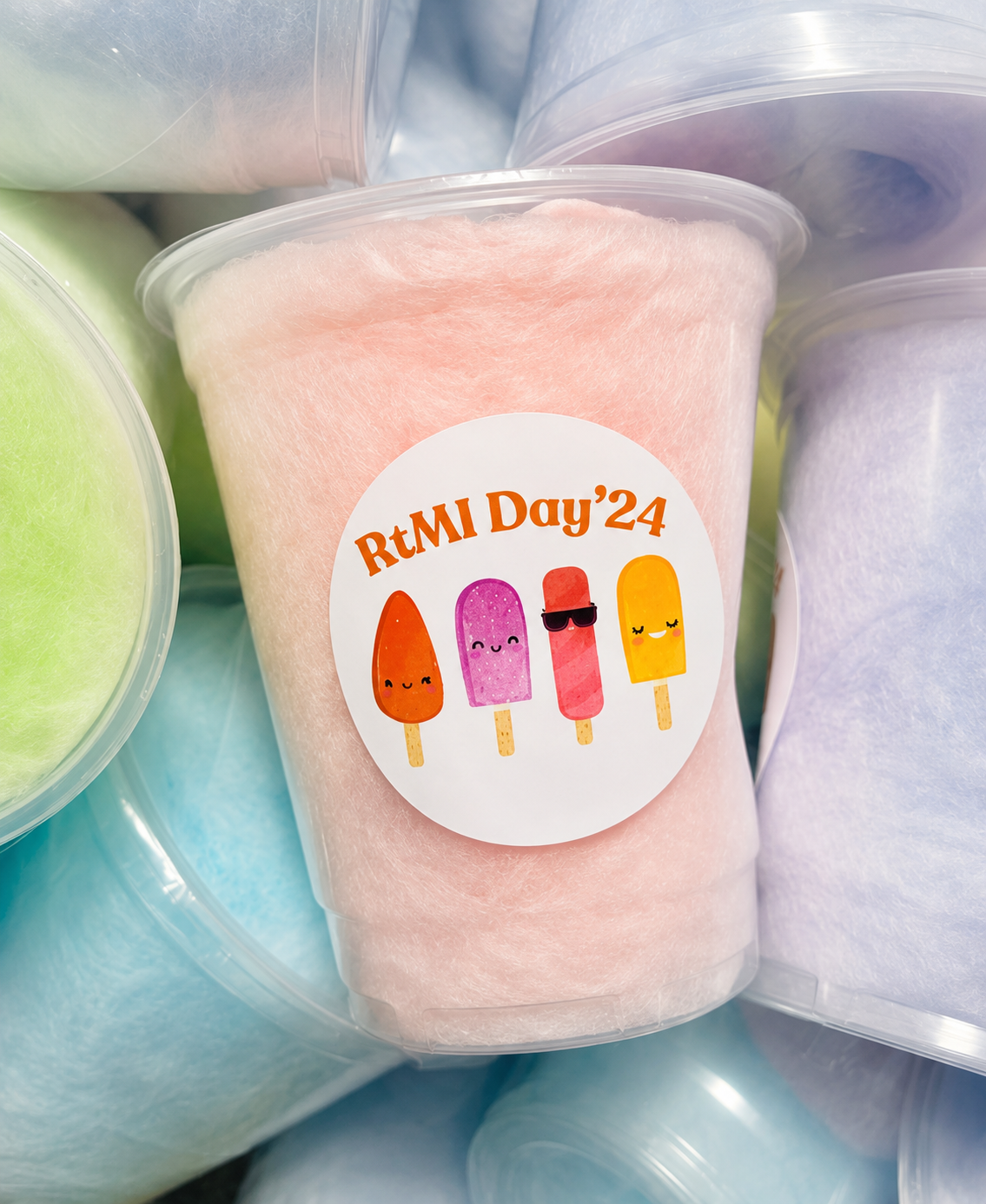 12 oz cup of pink cotton candy with bubble tea seal