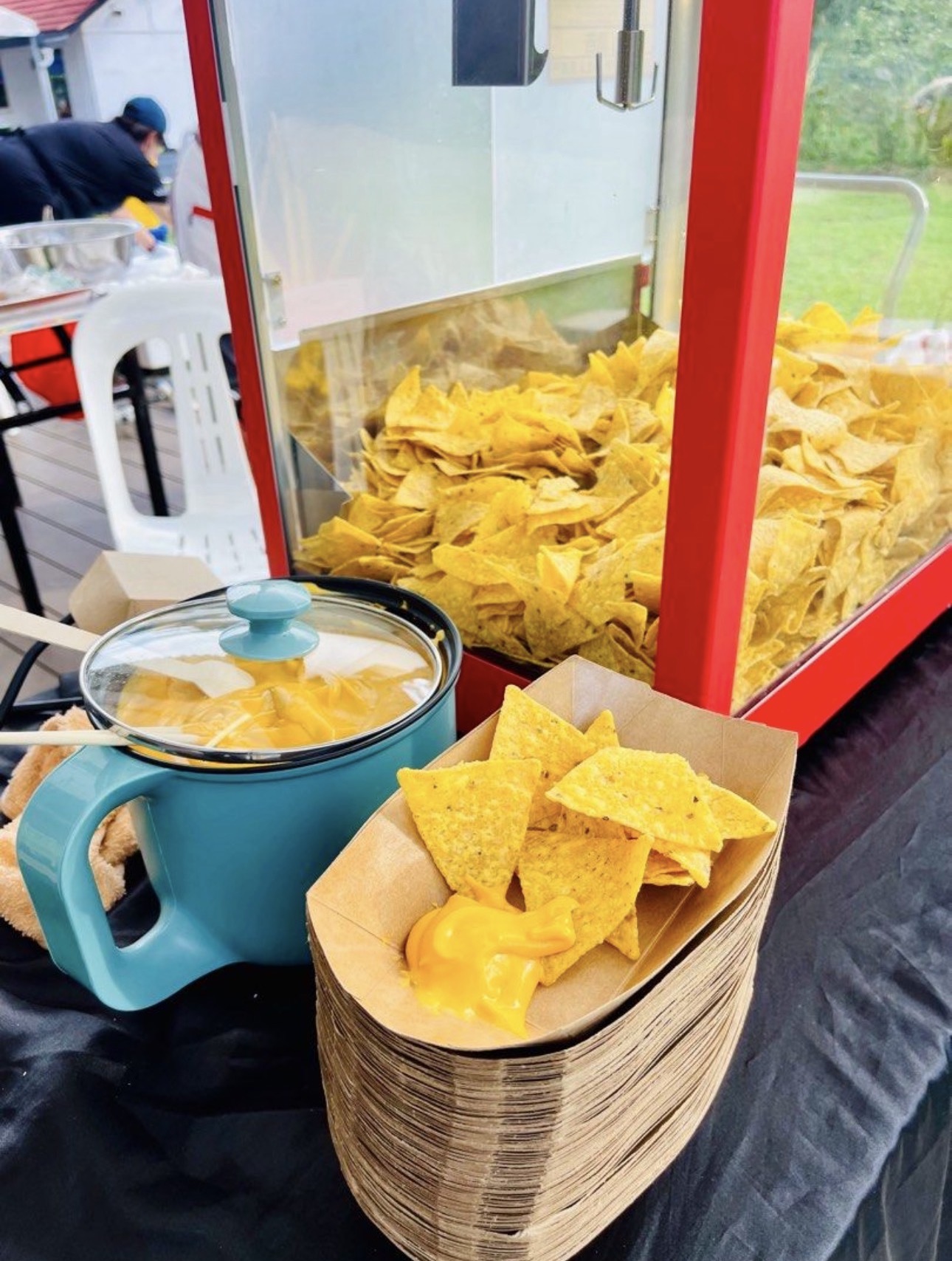 Nacho chips and cheese station