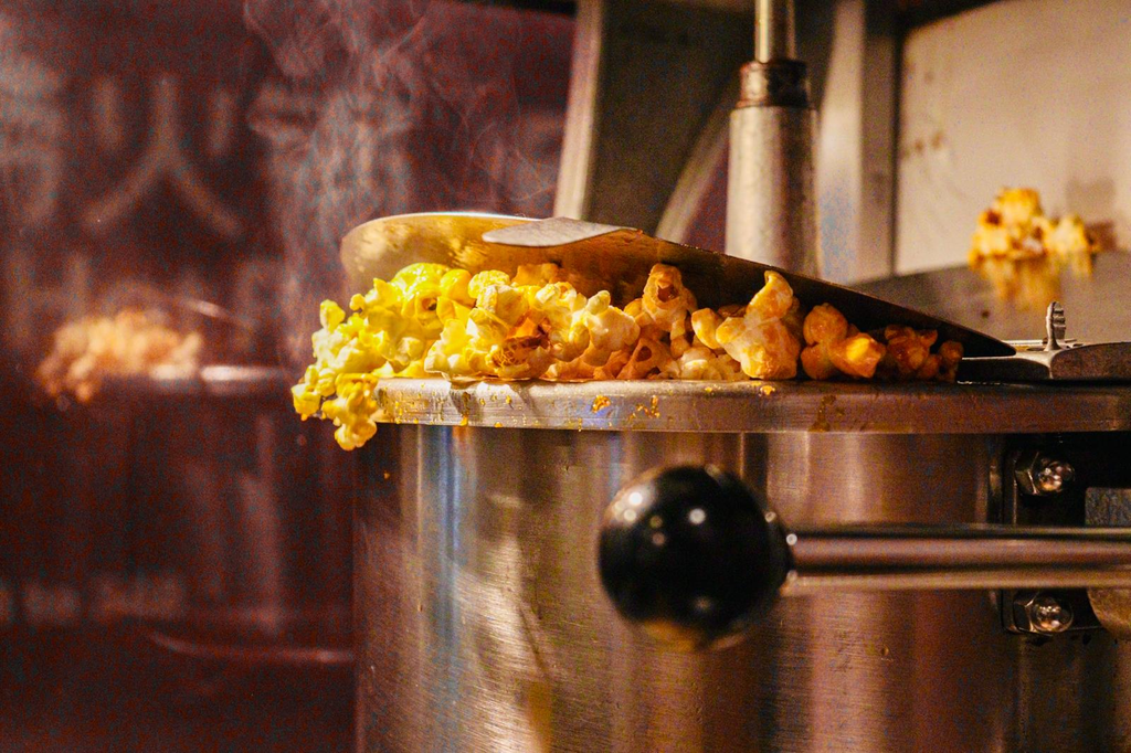 Fresh popcorn being prepared for an event